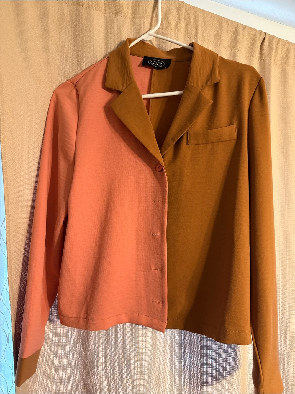 Cider Two-Tone Peach and Camel Blazer Jacket